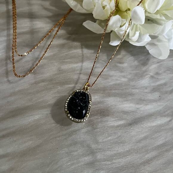NEW Alexandra Beth Vintage Black Quartz Druzy Geode Halo CZ Pendant Necklace NIP - Picture 7 of 15